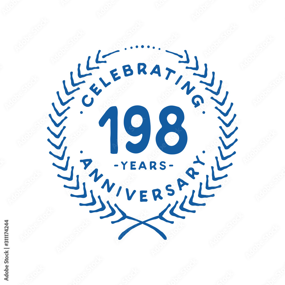 198 years design template. 198th logo. Vector and illustration. 198 years design template. 198th logo. Vector and illustration.