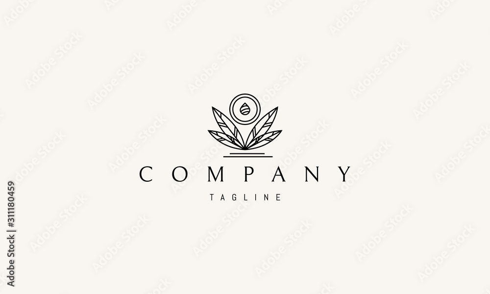 Vector logo on which an abstract image of leaves with a drop. Vector logo on which an abstract image of leaves with a drop.