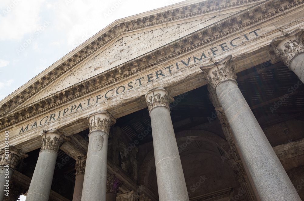 Close-up view of the Pantheon on a bright sunny day in Rome, Italy. Close-up view of the Pantheon on a bright sunny day in Rome, Italy.