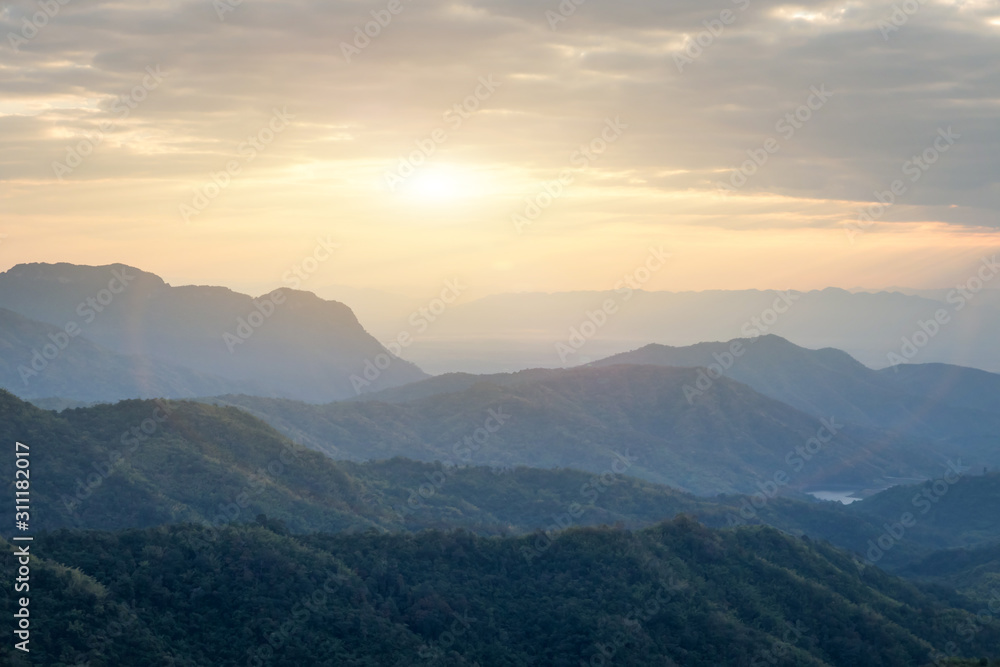 Landscape of mountain and fog in the morning at Khao kho Phetchabun,Nation park of Thailand