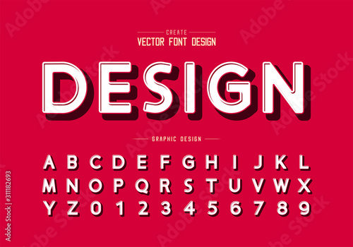 black shadow font and round alphabet vector, Design typeface and number