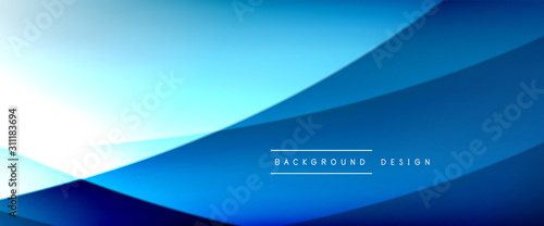 Wave liquid style lines with shadows and light on gradient background. Trendy simple fluid color gradient abstract background with dynamic straight shadow line effect