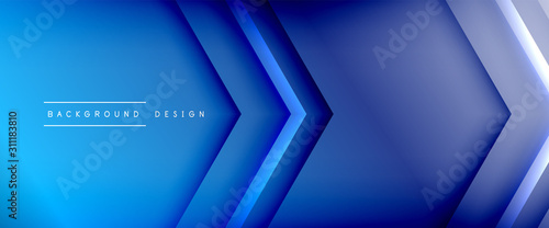 Arrow lines, technology digital template with shadows and lights on gradient background. Trendy simple fluid color gradient abstract background with dynamic straight shadow lines effect
