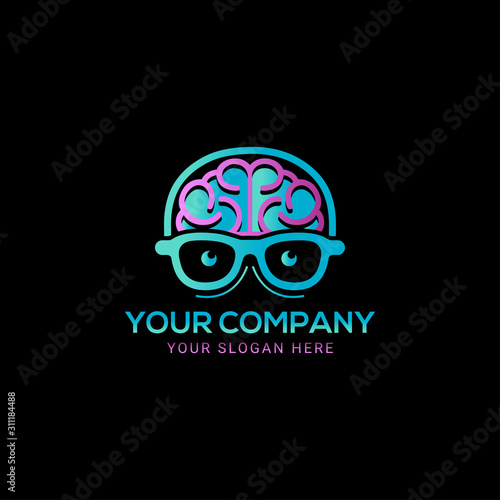 colorful Brain head geek logo vector