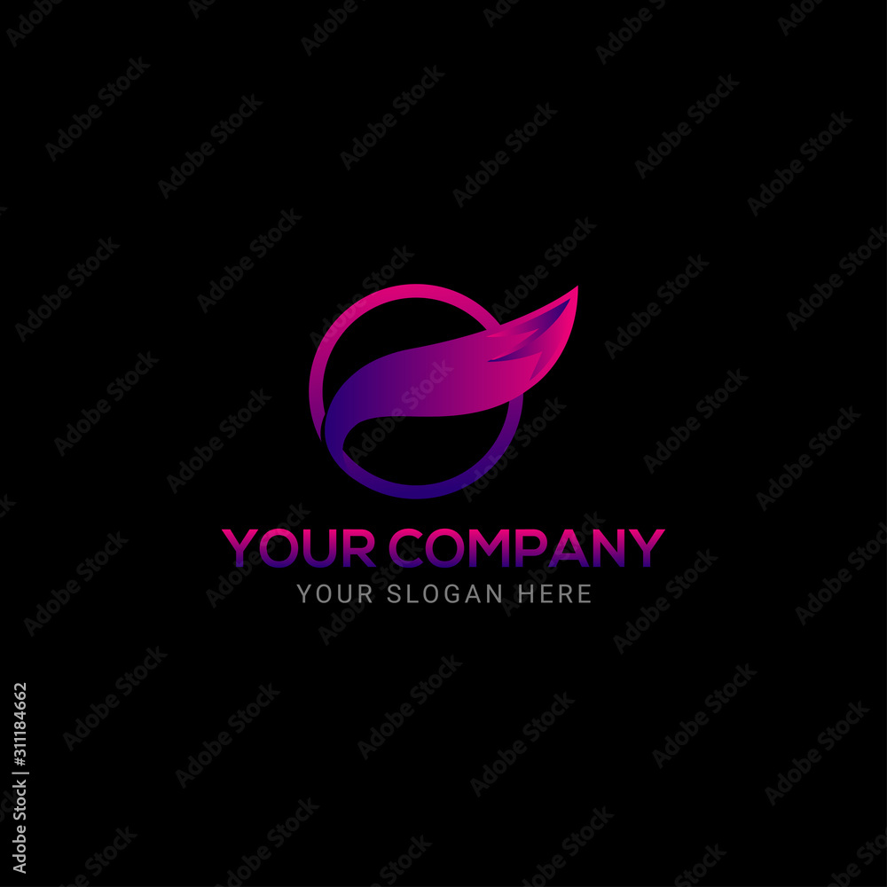 Creative abstract fox tail round circle logo vector Creative abstract fox tail round circle logo vector