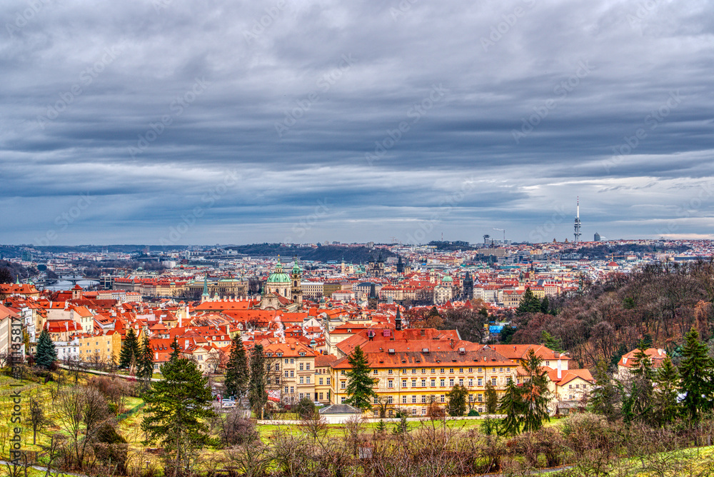beautiful view of Mala Strana in Prague , Lesser Town of Prague