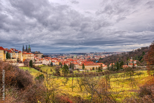 beautiful view of Mala Strana in Prague , Lesser Town of Prague