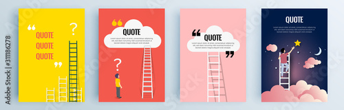 Quote frames blank templates set. Text in brackets, citation empty speech bubbles, quote bubbles. Textbox isolated on color background. Vector illustration.