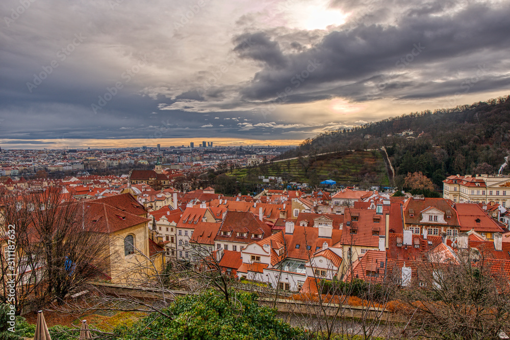 A view of the center of Prague from the castle, Czech Republic