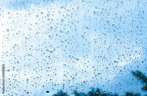 Water drops on glass or rain drop
