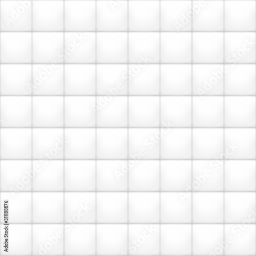 Vector white and gray ceramic tile pattern. Kitchen and bathroom wall texture. Abstract seamless geometric shapes structure. Mesh and gradient colors