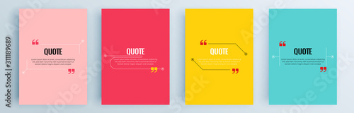Quote frames blank templates set. Text in brackets, citation empty speech bubbles, quote bubbles. Textbox isolated on color background. Vector illustration.