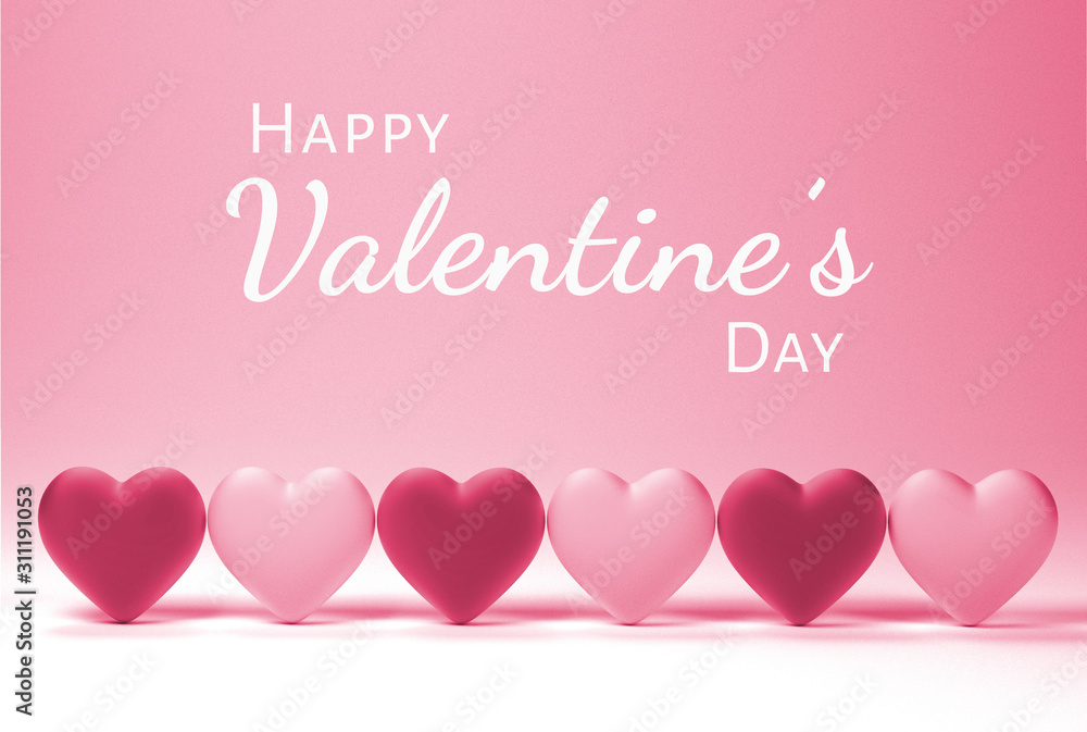 Soft pink hearts, happy Valentine's day