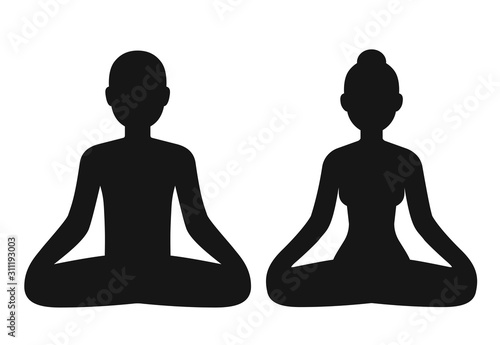 Man and woman meditating