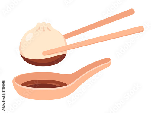 Asian dumplings with dipping sauce