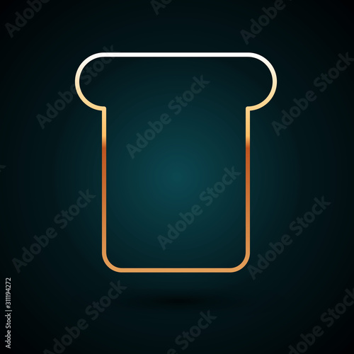 Gold line Bread toast for sandwich piece of roasted crouton icon isolated on dark blue background. Lunch, dinner, breakfast snack. Vector Illustration