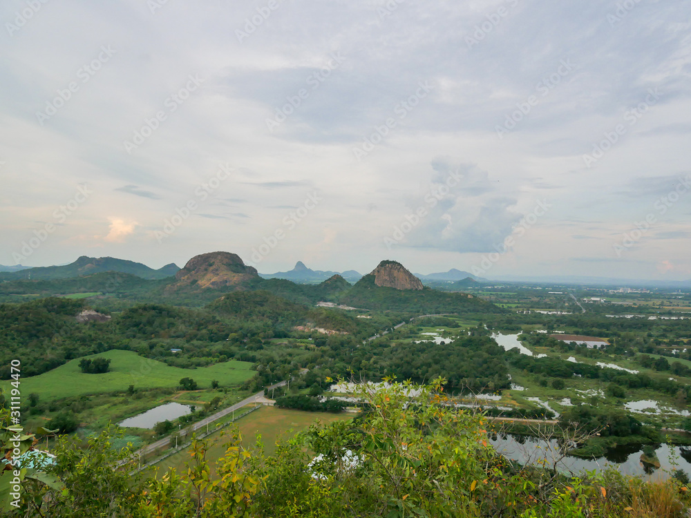 Fototapeta premium View from Khao Yai Kata, Chai Badan District, Lop Buri Province