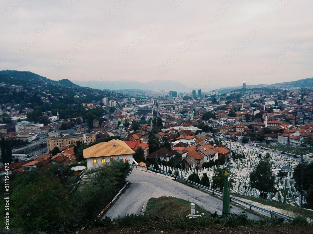 aerial view of old town - Sarajevo