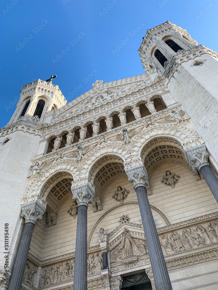 Facade of the cathedral in Lyon, France