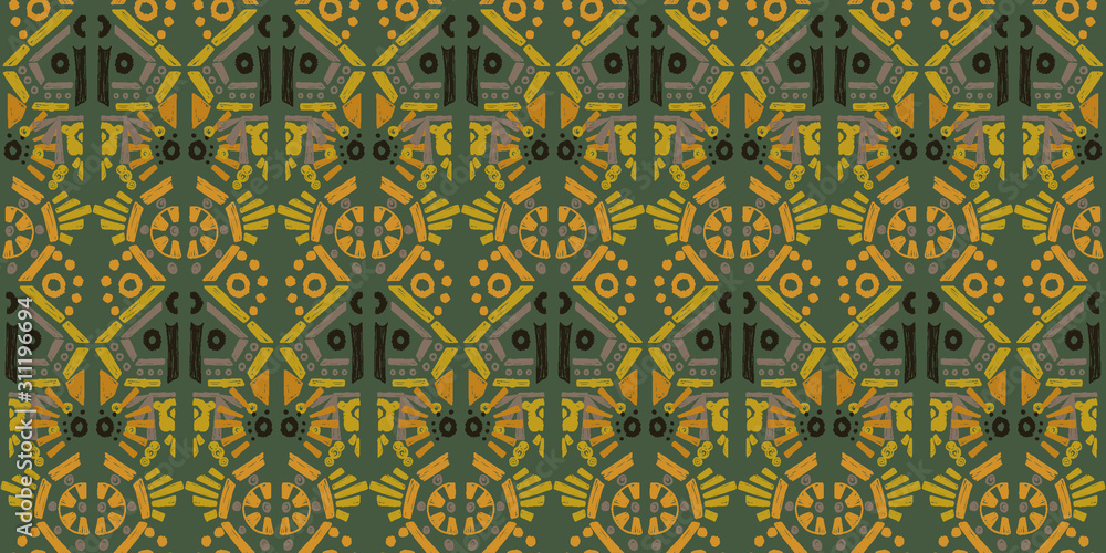 ikat color etnical tribal hand - drawn pattern navajo motif for packing, wallpaper, batik