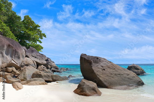 Tropical sea and rocks over turquoise water on Similan islands in Southern Thailand