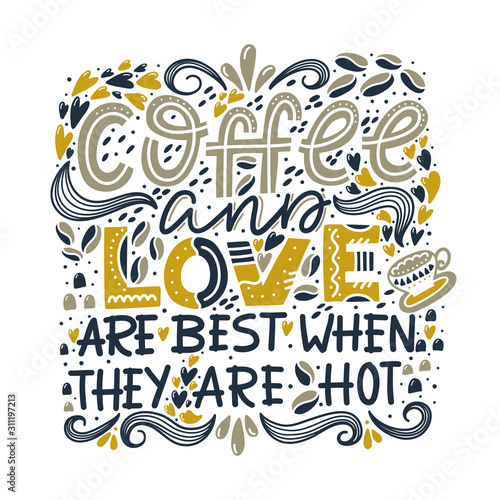 Vector lettering design composition Coffee and Love