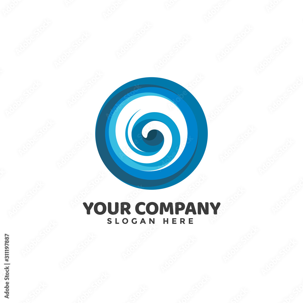 Abstract Swirl Logo Icon Vector Template in flat 2.0 Blue Color Abstract Swirl Logo Icon Vector Template in flat 2.0 Blue Color