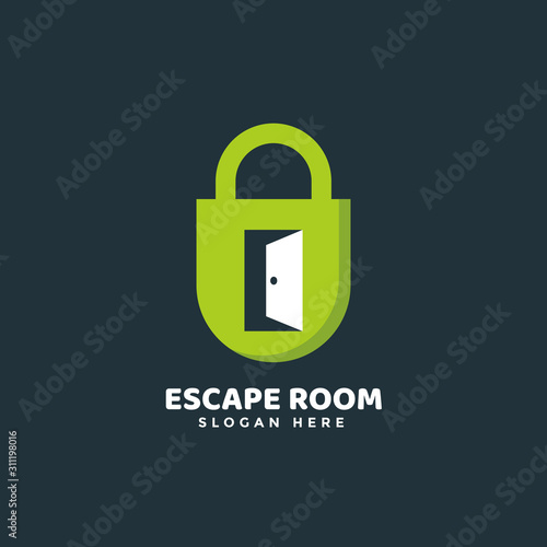 Escape Room Game Logo Icon Vector, Combination of Padlocks and Door
