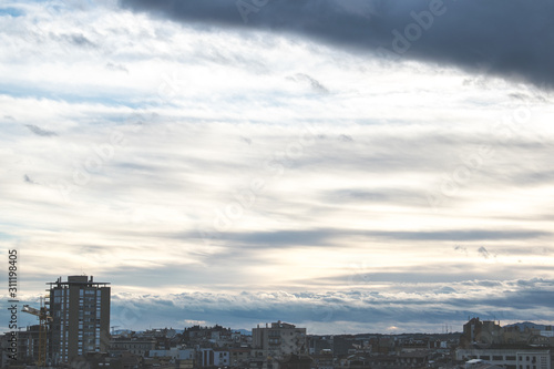 Skyline during the sunset in Girona, Spain.