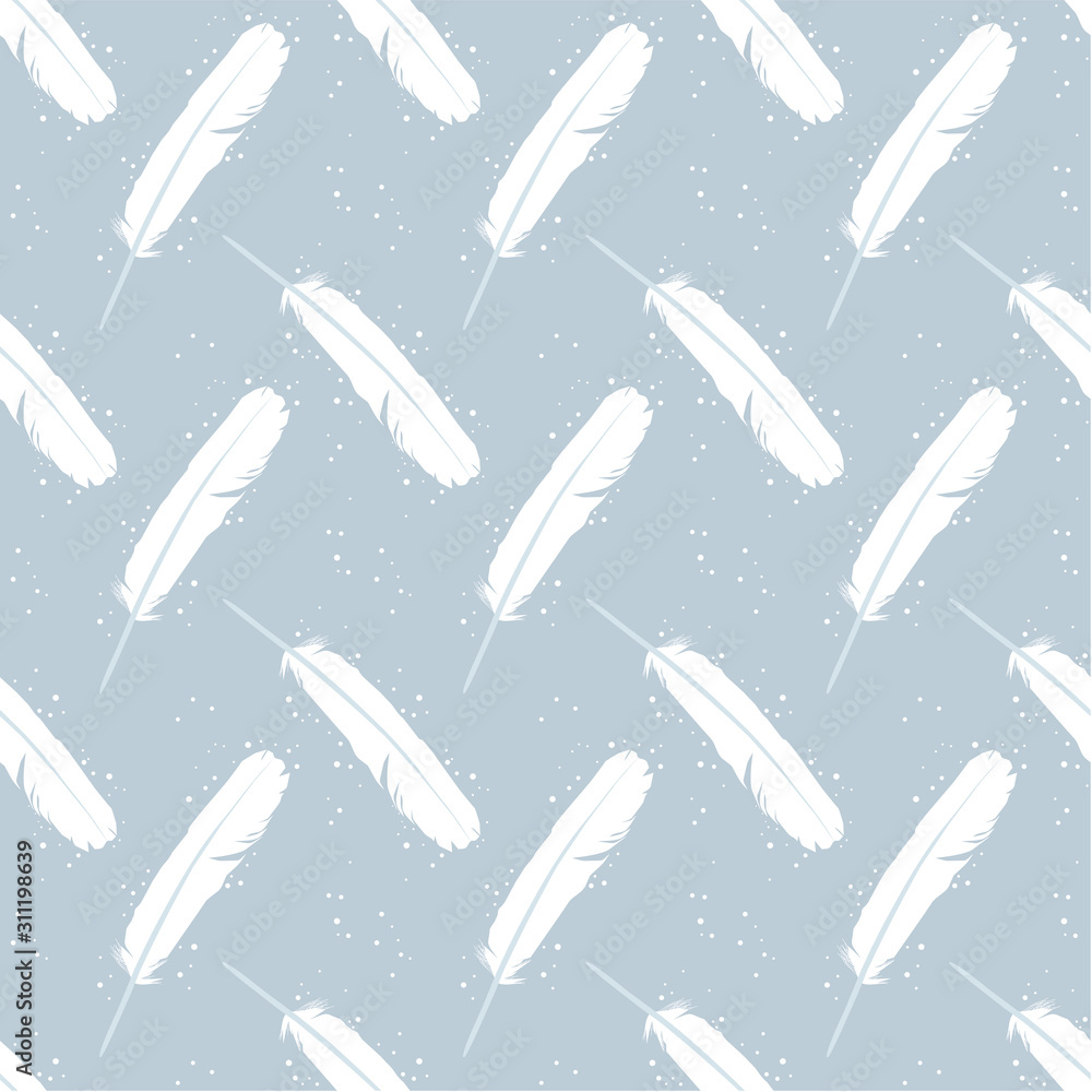 Seamless pattern with white feathers. Feather of bird. Seamless pattern with white feathers. Feather of bird.