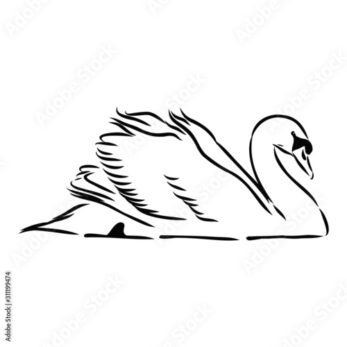 silhouette of a swan on white background