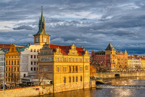 view of beautifully illuminated coastline from buildings in prague