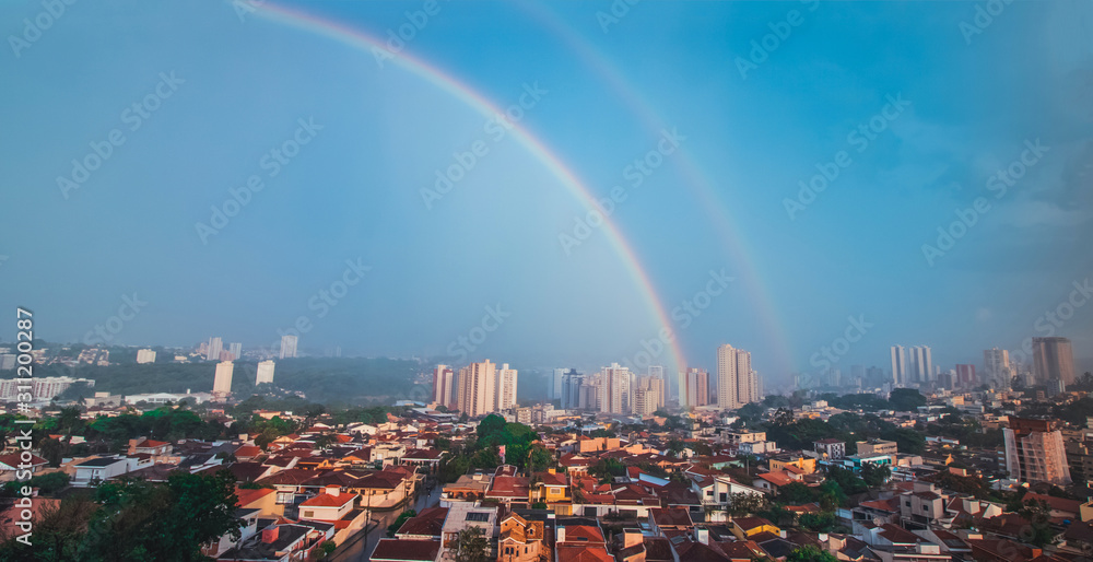 Double rainbow at Ribeirao Preto city skyline