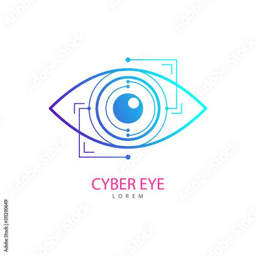 Eye Scanner Logo  .Cyber eye on a white background .Electronic nanotechnology .Technologies of the future .Vector illustration .	