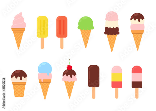 Vector set of various ice cream icons