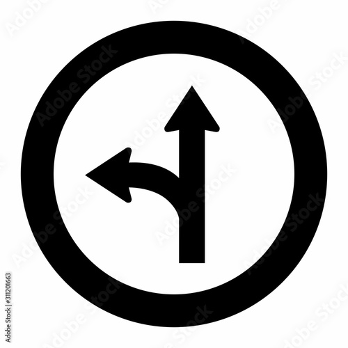 Bifurcation traffic sign icon