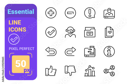Essential line icons set