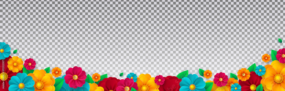 Spring flowers isolated on transparent background. Bright, summer ...