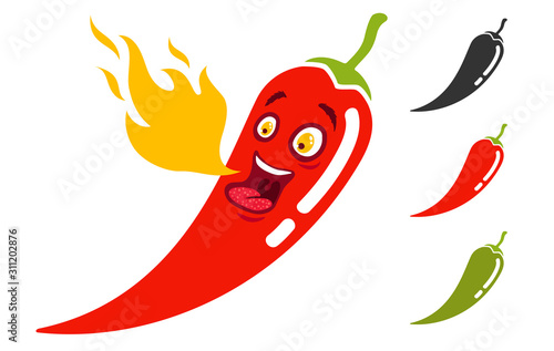 Chili pepper with flame