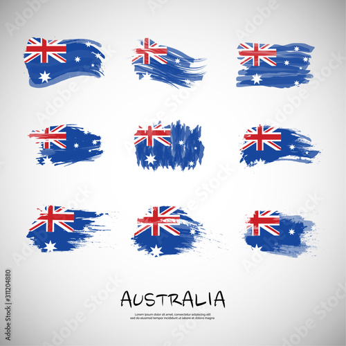 Flag of Australia with brush stroke.