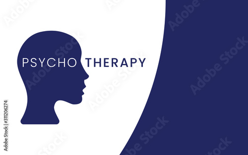 Female head silhouette with the word psychotherapy inside.