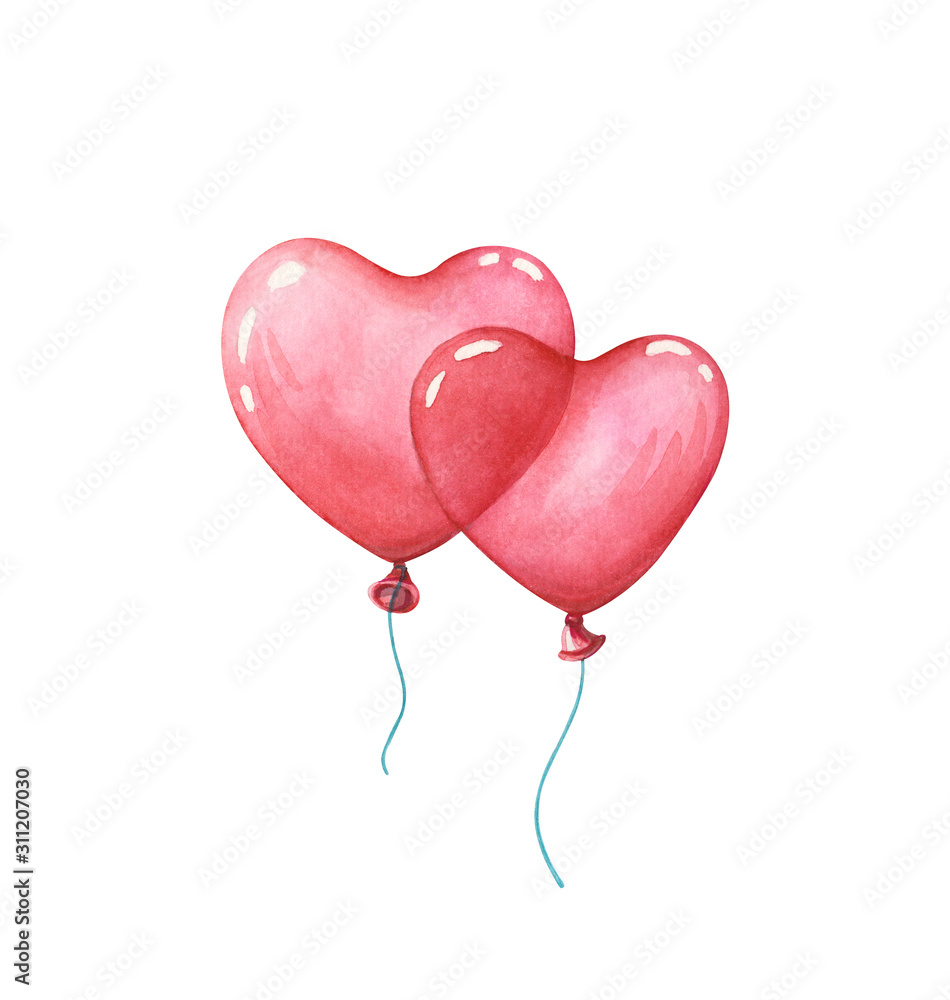 two red heart shaped balloons on valentines day