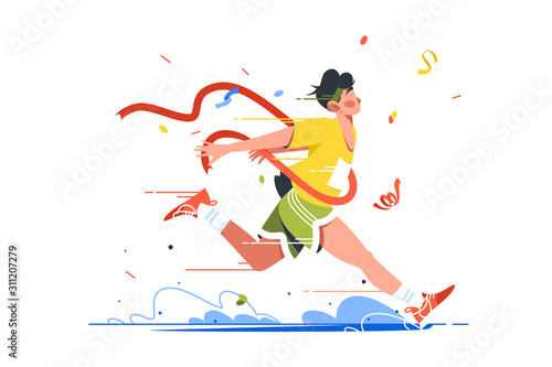 Winning athlete crosses finish line