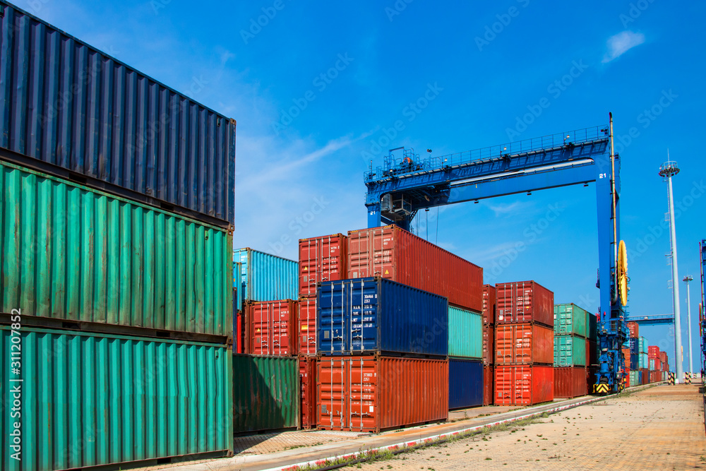 Fototapeta premium Container logistics terminal.