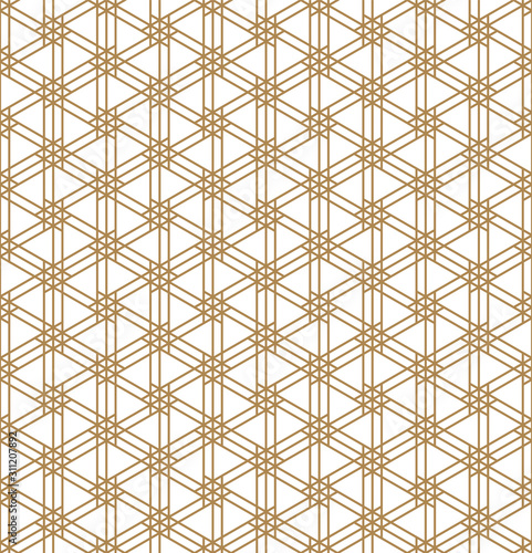 Seamless geometric pattern inspired by Japanese woodworking style Kumiko zaiku.