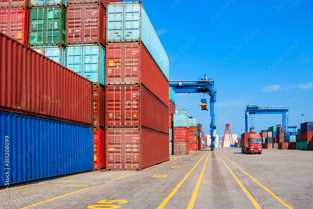Fototapeta premium Container logistics terminal.