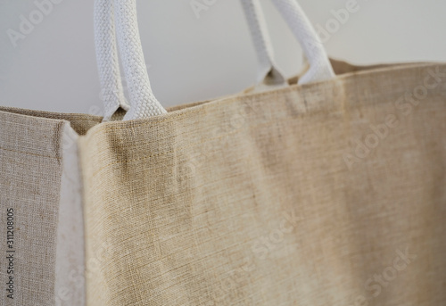 Foto Close up sackcloth bag with copy space No plastic bag