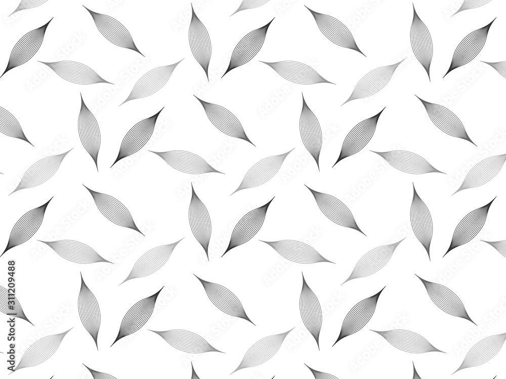 linear vector pattern, repeating abstract leaves linear vector pattern, repeating abstract leaves