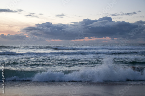 Sunset waves at Marina State Beach in Monterey County California 