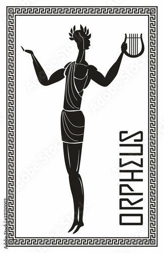 Stylized image of Orpheus. Greek mythology. Vector hand drawing photo